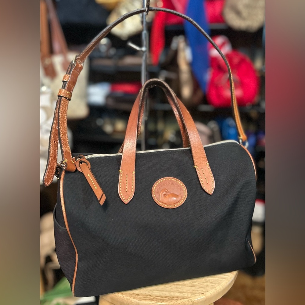 Dooney & Bourke All Weather Nylon & Leather Dome Satchel Bag w/ Crossbody Strap - Picture 1 of 13
